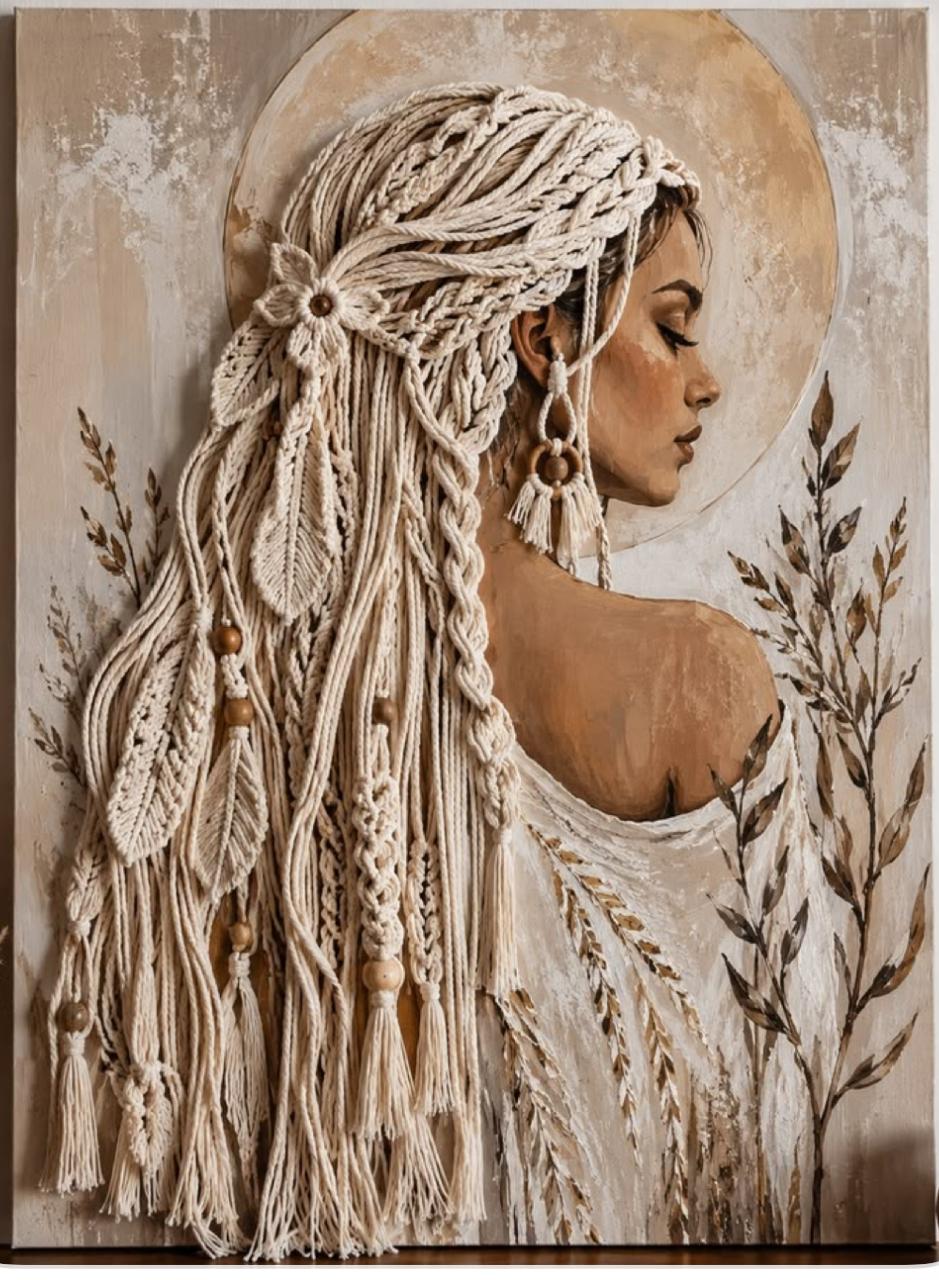Crocheting Mix Media Painting